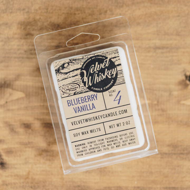 Velvet Whiskey Candle Co - Vente Fondants - Cire fondue à la vanille aux bleuets 2,5 oz0