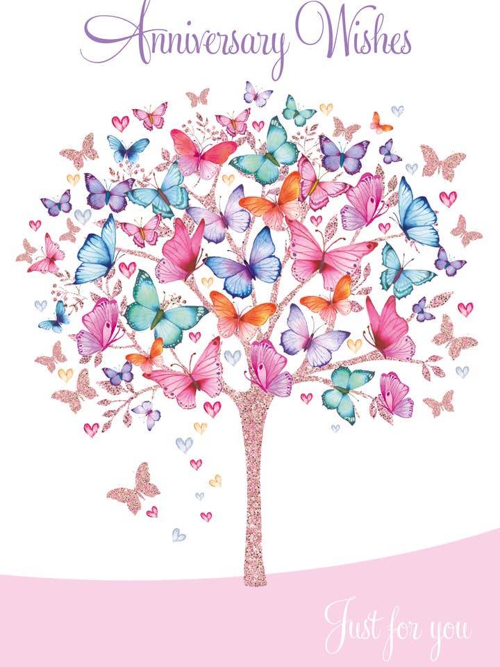 ANNIVERSARY Occasion Card with Butterfly Tree Design WS1047 for wholesale by Nigel Quiney Publications Ltd