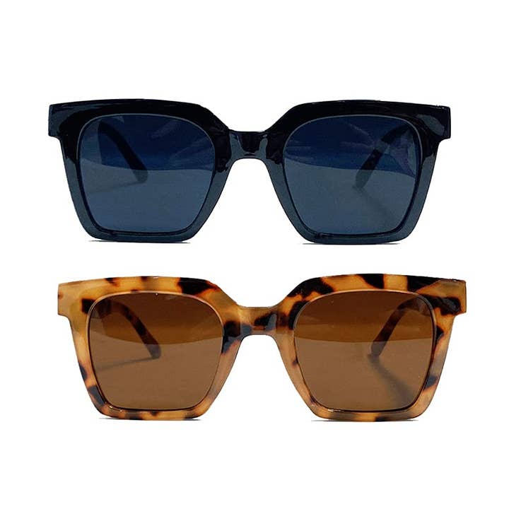 grinderPUNCH Womens Boyfriend Style XL Oversized Horned Rim Thick Plastic Sunglasses Women's Retro Vintage Style Extra Large Oversize (2 pack) for wholesale by grinderPUNCH