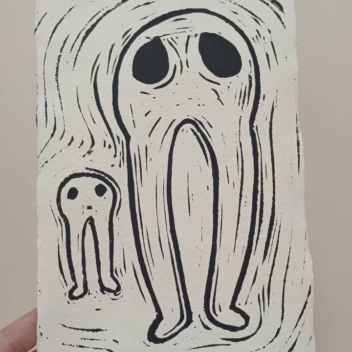 Fresno Nightwalkers A5 Lino print for wholesale by Minifi's Oddities