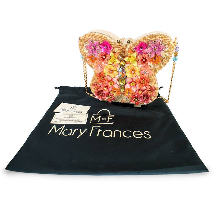 Mary Frances Accessories - Wholesale Shoulder Bag - Women's - Take Flight Floral Butterfly Beaded Shoulder Handbag