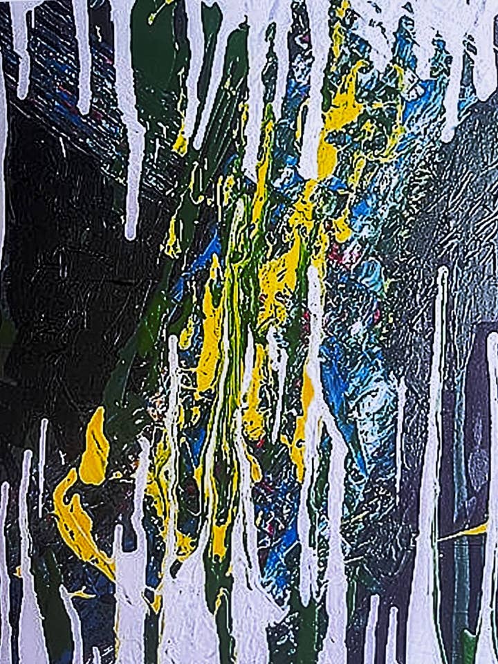 Green and dripping white art print for wholesale by Nenyasha Cherish Arts