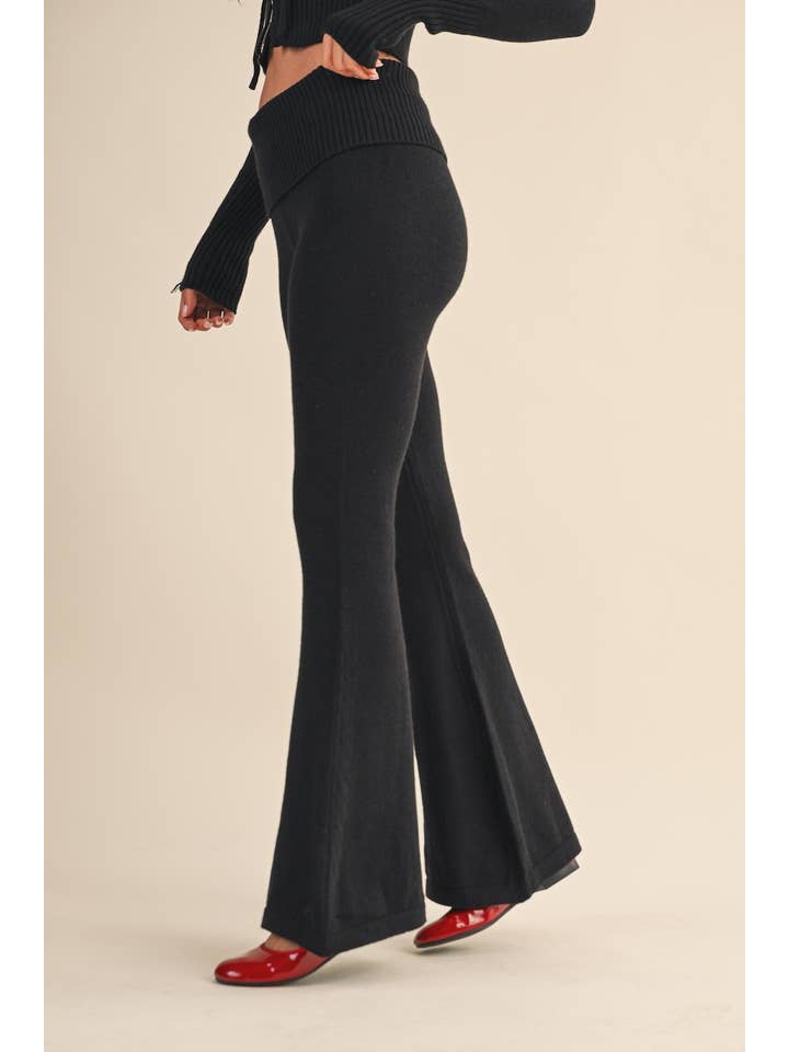 KIMBERLY C - Wholesale Pants - Women's - Foldover Flare Knit Sweater Pants24