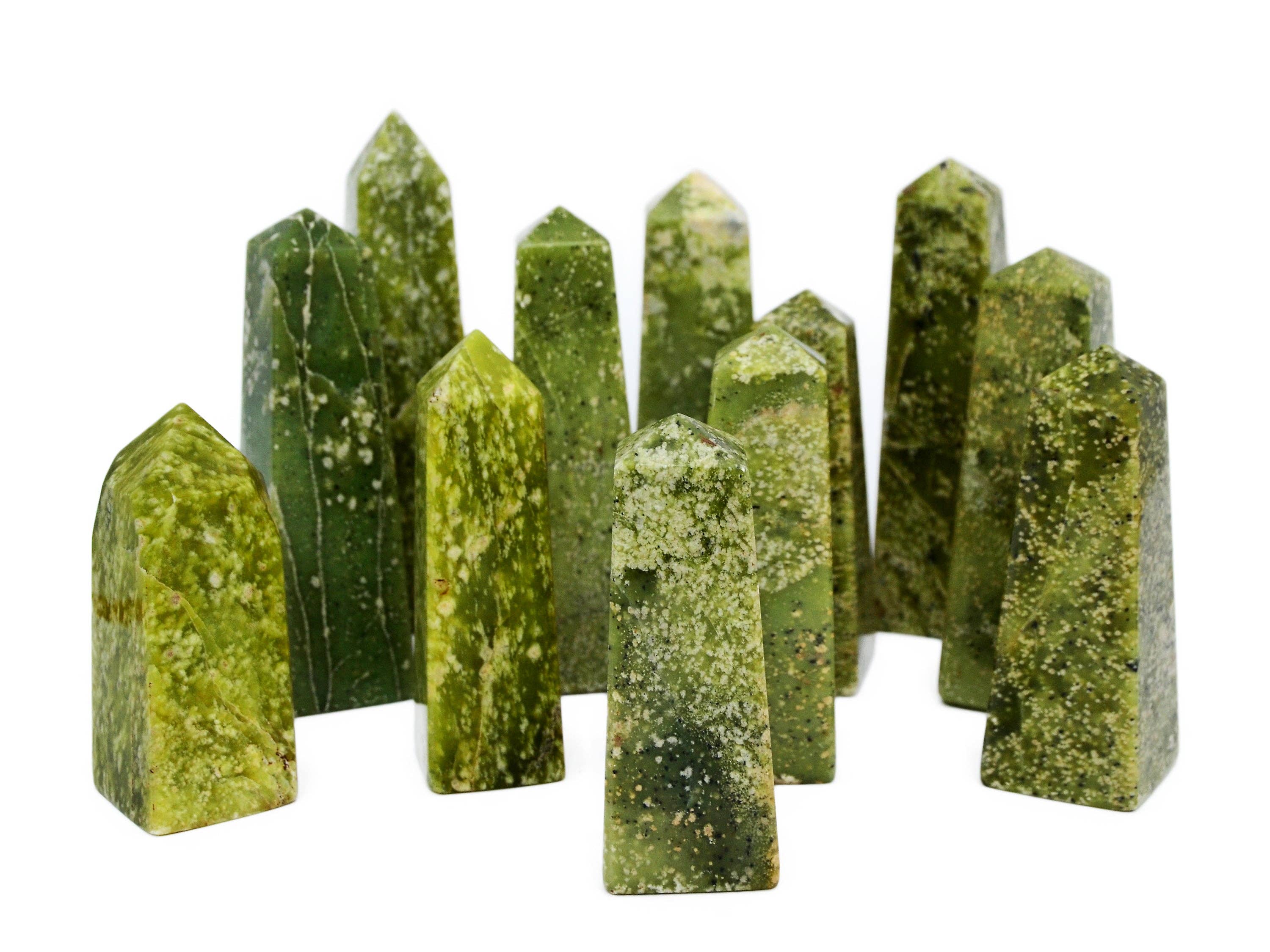 Kaia & Crystals - Wholesale Spiritual Stone/Crystal - 1 Kg Lot of Serpentine Obelisk Crystal (3-6 Pcs)6