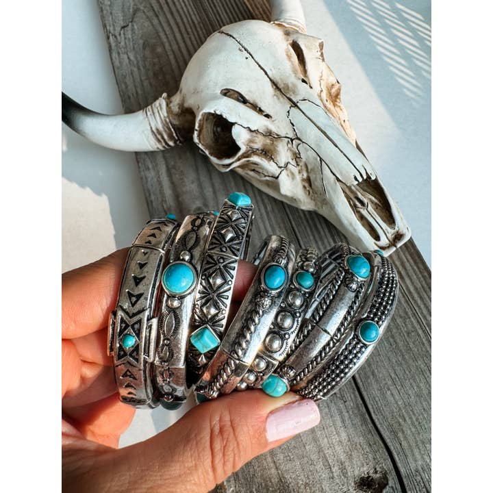 Boho Ranch Shop - Wholesale Beaded Bracelet - Western Metal Stretch Bangle Bracelet