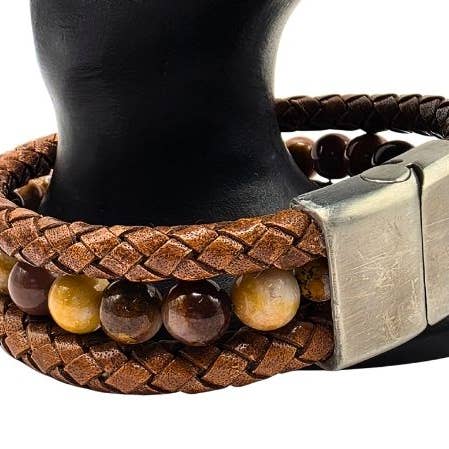 Bracelet en cuir et pierres précieuses combinées - Style 167 pour la vente par Sun Enterprises B.V.