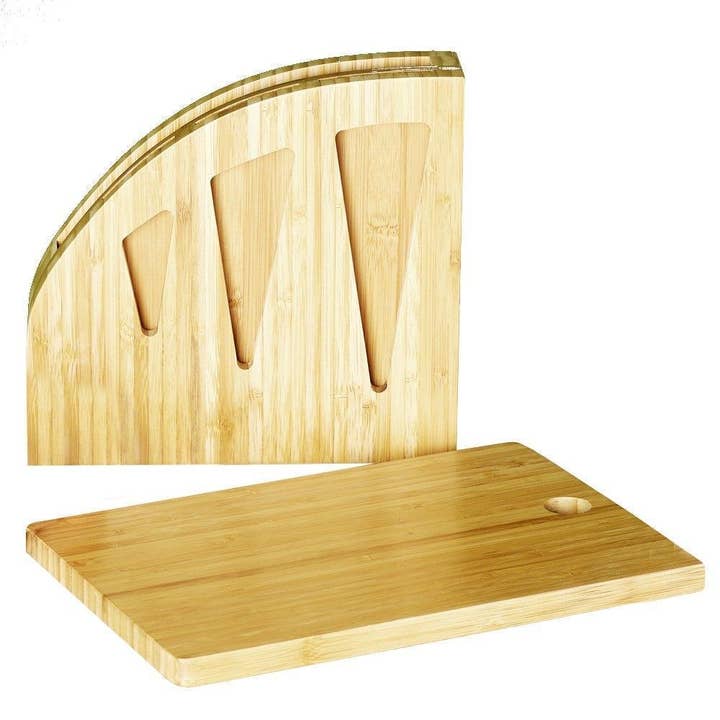 Bamboo Knife Block with Chopping Board - for the Chopaholic Oriental 3 Piece Knife Set for wholesale by Jean Patrique Cookware