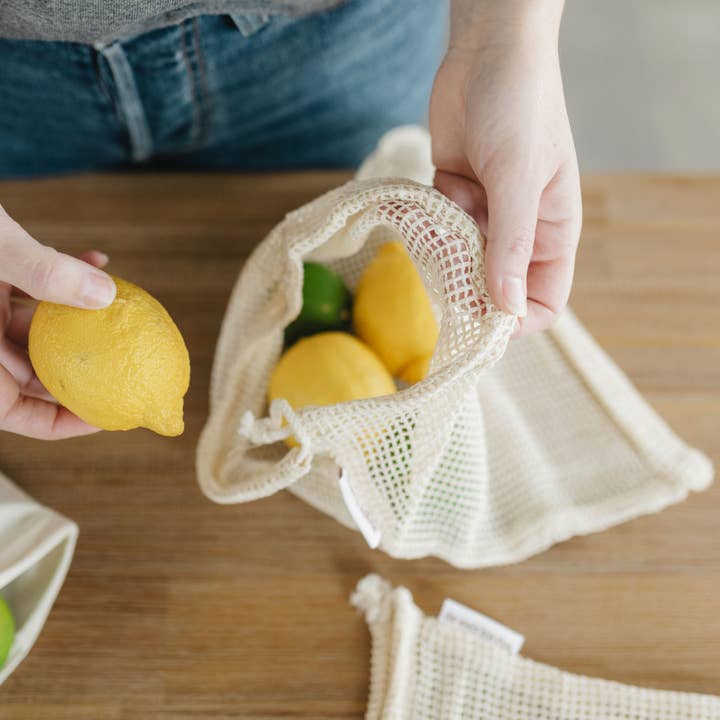 Reusable Organic Cotton Produce Bag Set – Mesh & Muslin  for wholesale by The Waste Less Shop