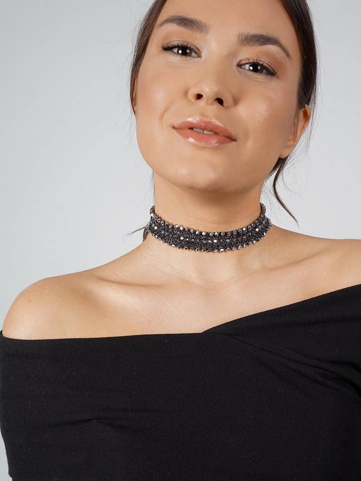 Gehaakte ketting met strass choker voor wholesale door Veroma Gifts