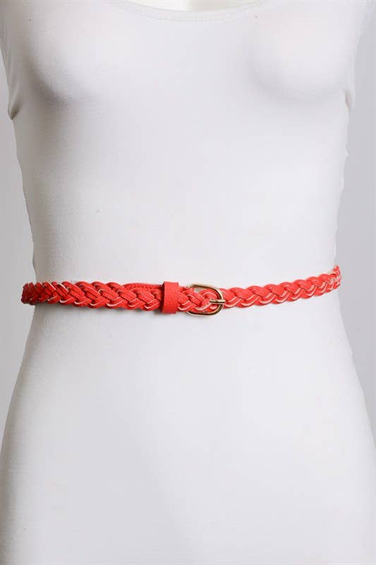 Leto Accessories - Wholesale Belt - Women's - Faux Leather Skinny Braided Belt0