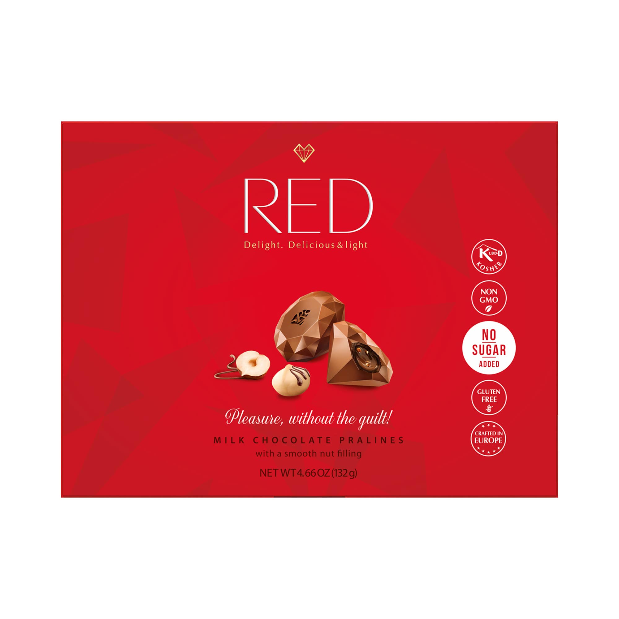 RED Chocolate - Wholesale Chocolate Box - RED Delight®™ Milk Chocolate Truffles w/ Nuts 4.66oz Box2