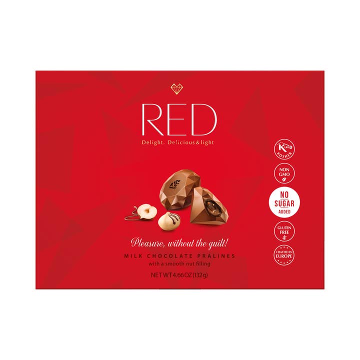 RED Chocolate - Wholesale Chocolate Box - RED Delight®™ Milk Chocolate Truffles w/ Nuts 4.66oz Box2