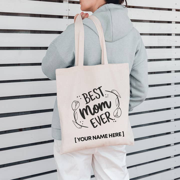 Bolsa de asas personalizada Best Mom Ever con su logotipo/texto para venta al por mayor de BAGANDCANVAS