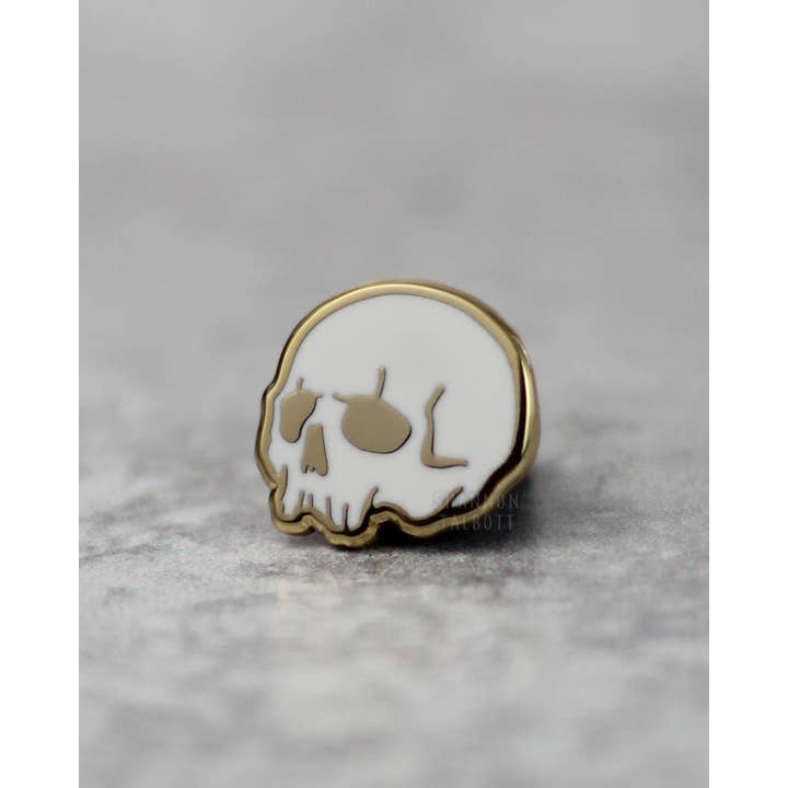 Shannon Talbott - Wholesale Lapel Pin/Button - Tiny Skull Gothic Dark Spooky Enamel Pin - Gold1