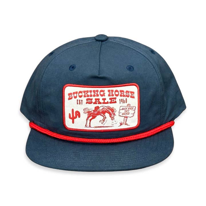 "Bucking Horse" - CA256 Blue/ Red Rope Snapback (2025) for wholesale by Cactus Alley Hat Co.