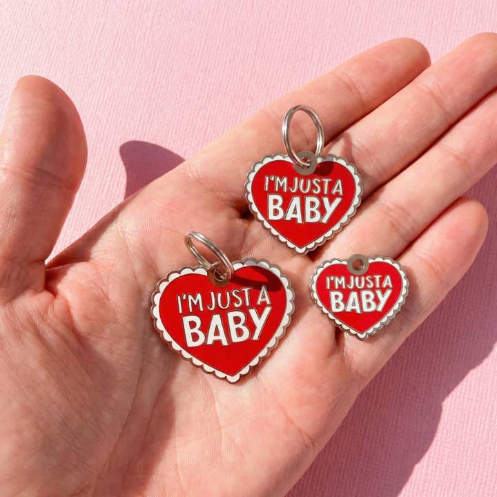 Bad Tags - Wholesale Pet Identification Tag - Cat/Dog - Heart Dog Tag w/Scannable Pet ID - I'm Just a Baby1