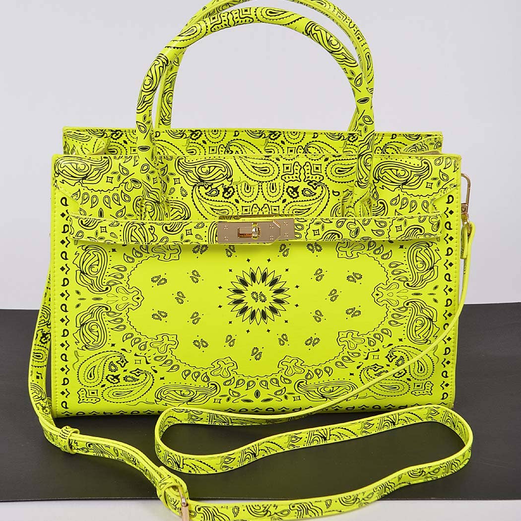 3AM BY H&D ACCESSORIES – wholesale Tote bag – Women's – Neon Bandana Print Handles Tote Bag12