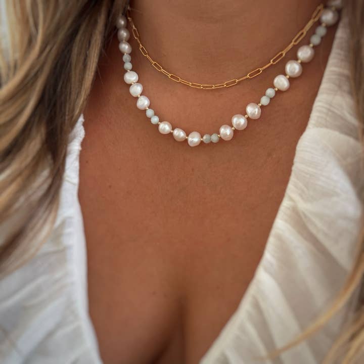 True by Kristy Jewelry - Wholesale Beaded/Pearl Necklace - Reef Freshwater Pearl Beaded Beach Necklace Gold Filled0