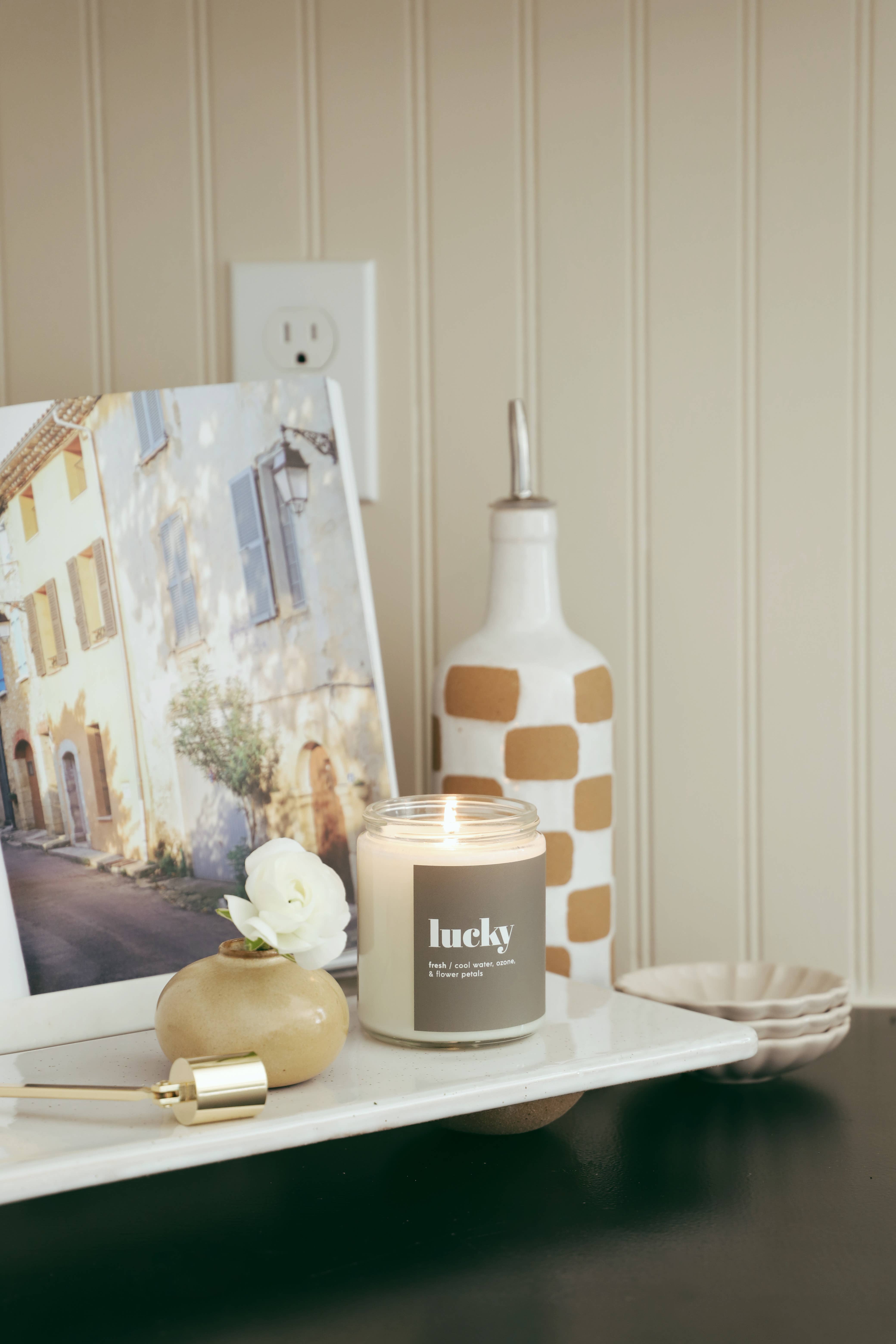 Vella & Co. by Vellabox - Wholesale Jar/filled candle - Lucky | 8oz Soy Candle Clear Jar2