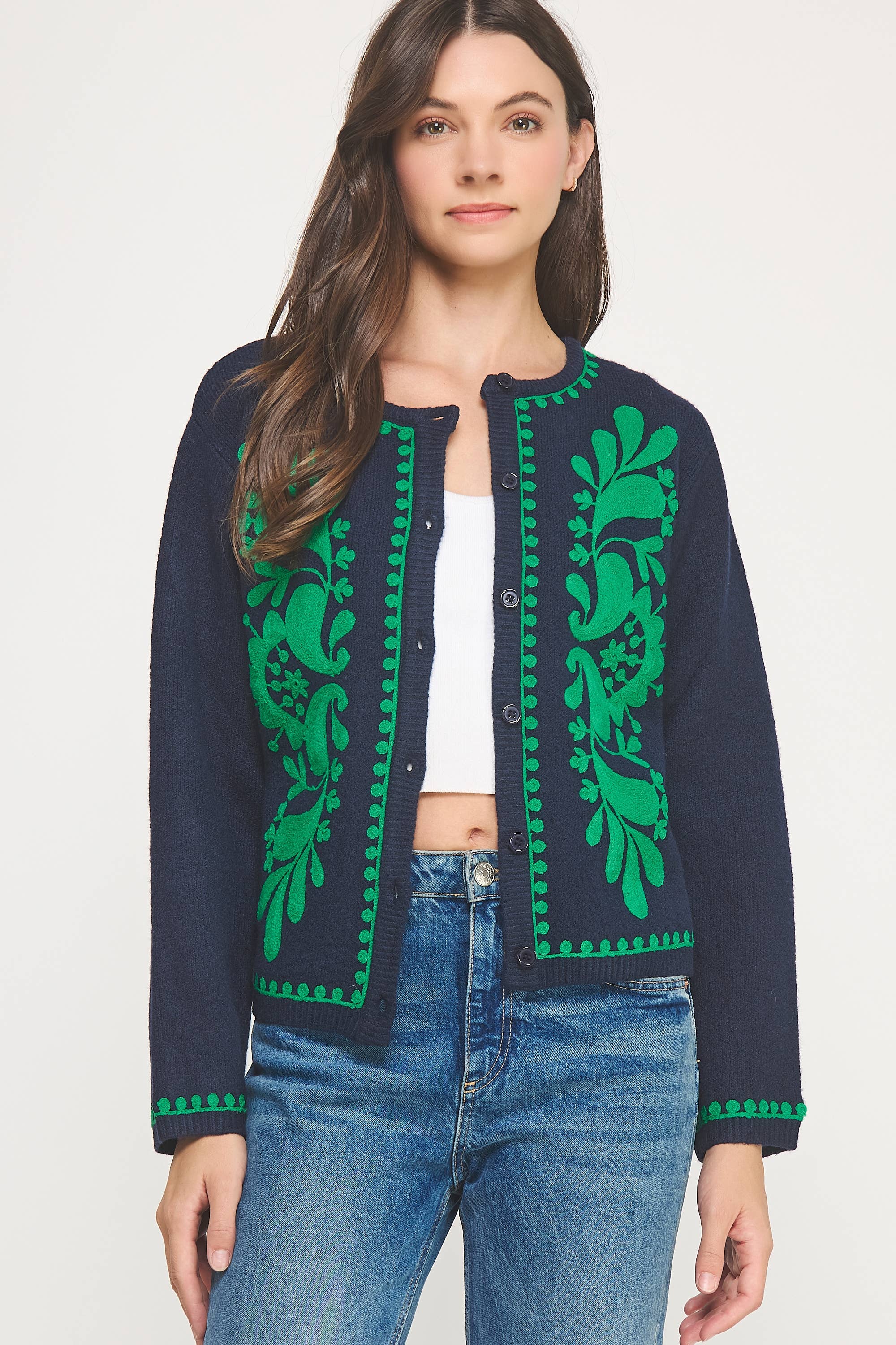 Strut & Bolt – wholesale Cardigan – Women’s – Embroidery Knitted Cardigan Sweater8