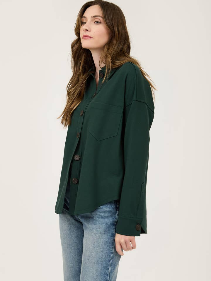 Blu Pepper - Wholesale Shirt Jacket/Shacket - Women's - SOLID COLLARED LONG SLEEVE BUTTON DOWN SHACKET