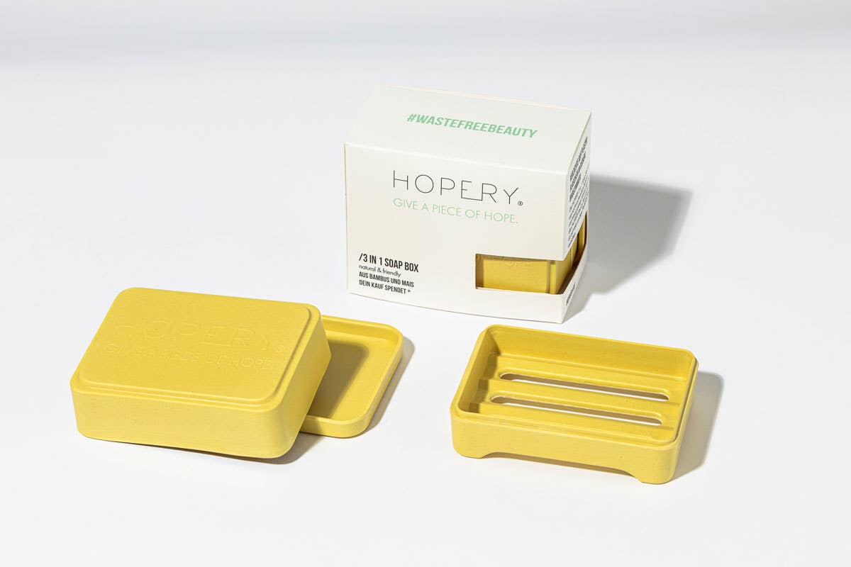 Hopery - Wholesale Bath Soap Dish - /OCHRE 3 in 1 Soap Box made of bamboo and corn2