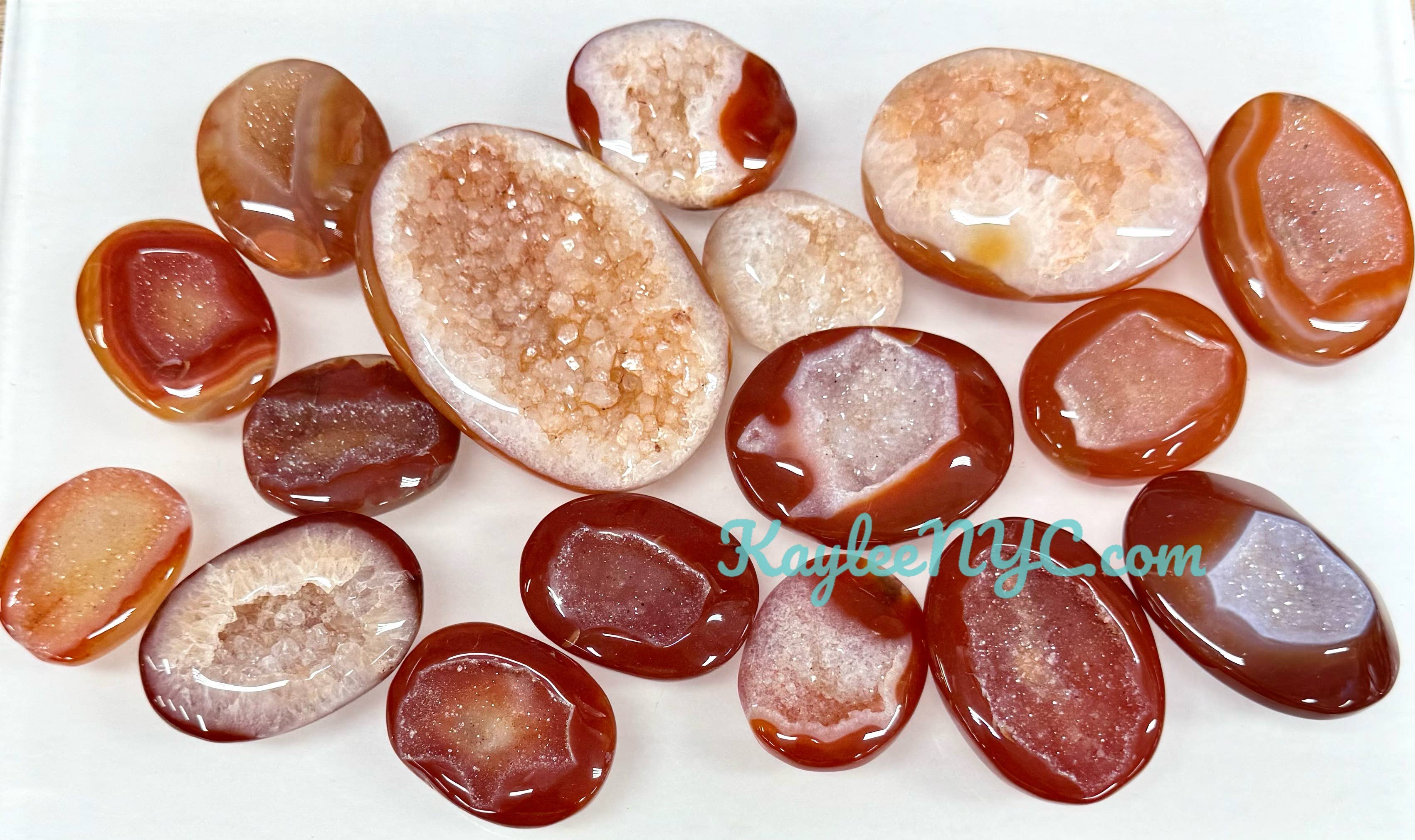 KayleeNYC - Wholesale Spiritual Stone/Crystal - 2 Lbs Natural Druzy Carnelian Palm Stone Crystal Energy 2