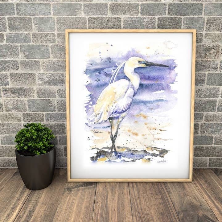 „Littile Egret” Fine Art Print voor wholesale door Naomi Neale Art