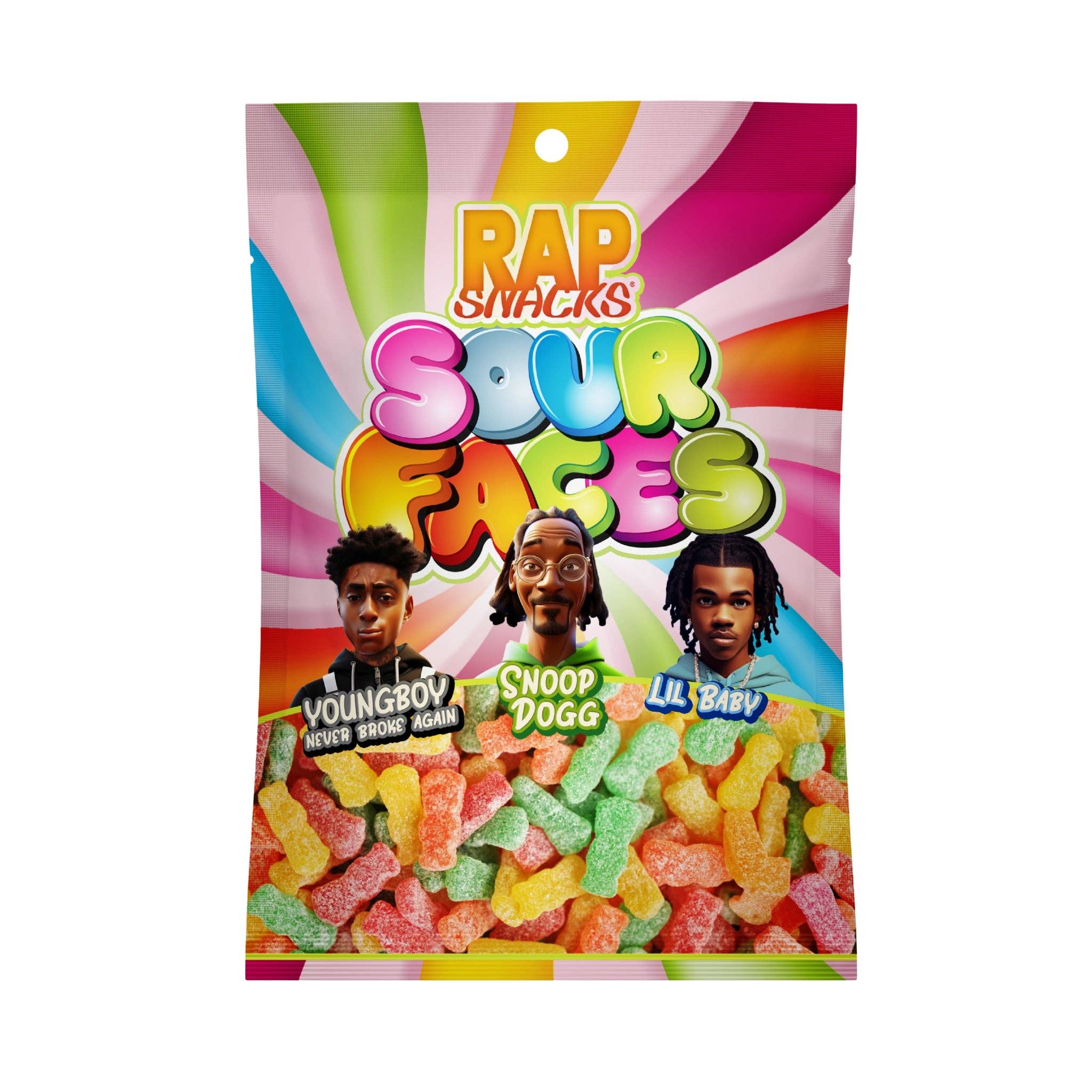 Rap Snacks - Wholesale Gummy - Rap Snacks Sour Faces zure snoepjes (150 g)1