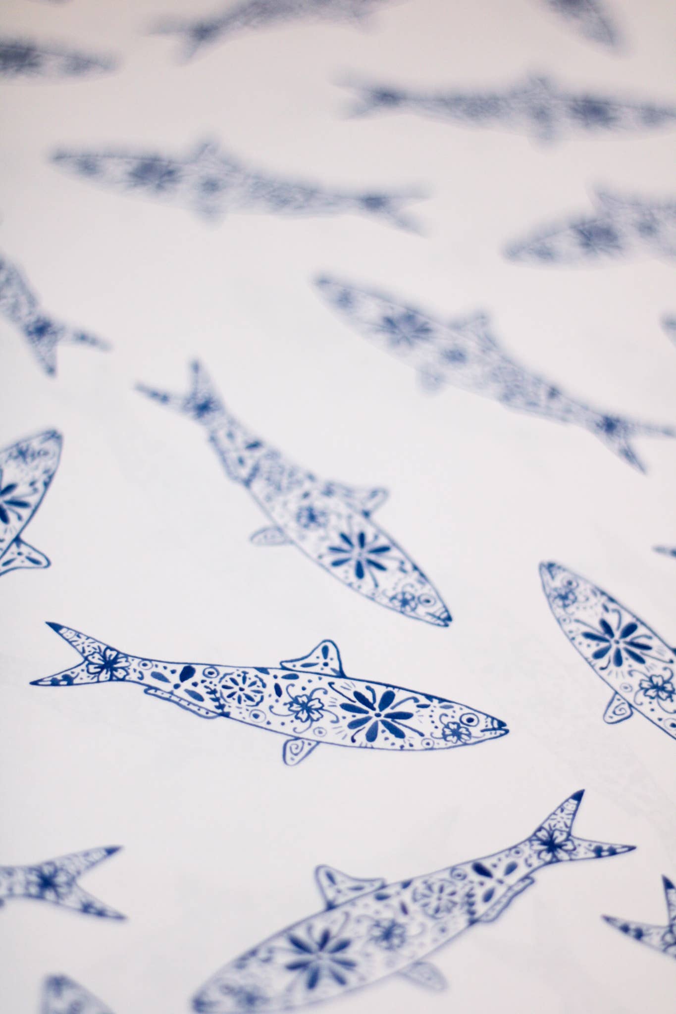 Scribbles and Doodlez - Wholesale Flat Wrap - Blue Sardine | Watercolor Wrapping Paper Sheet1