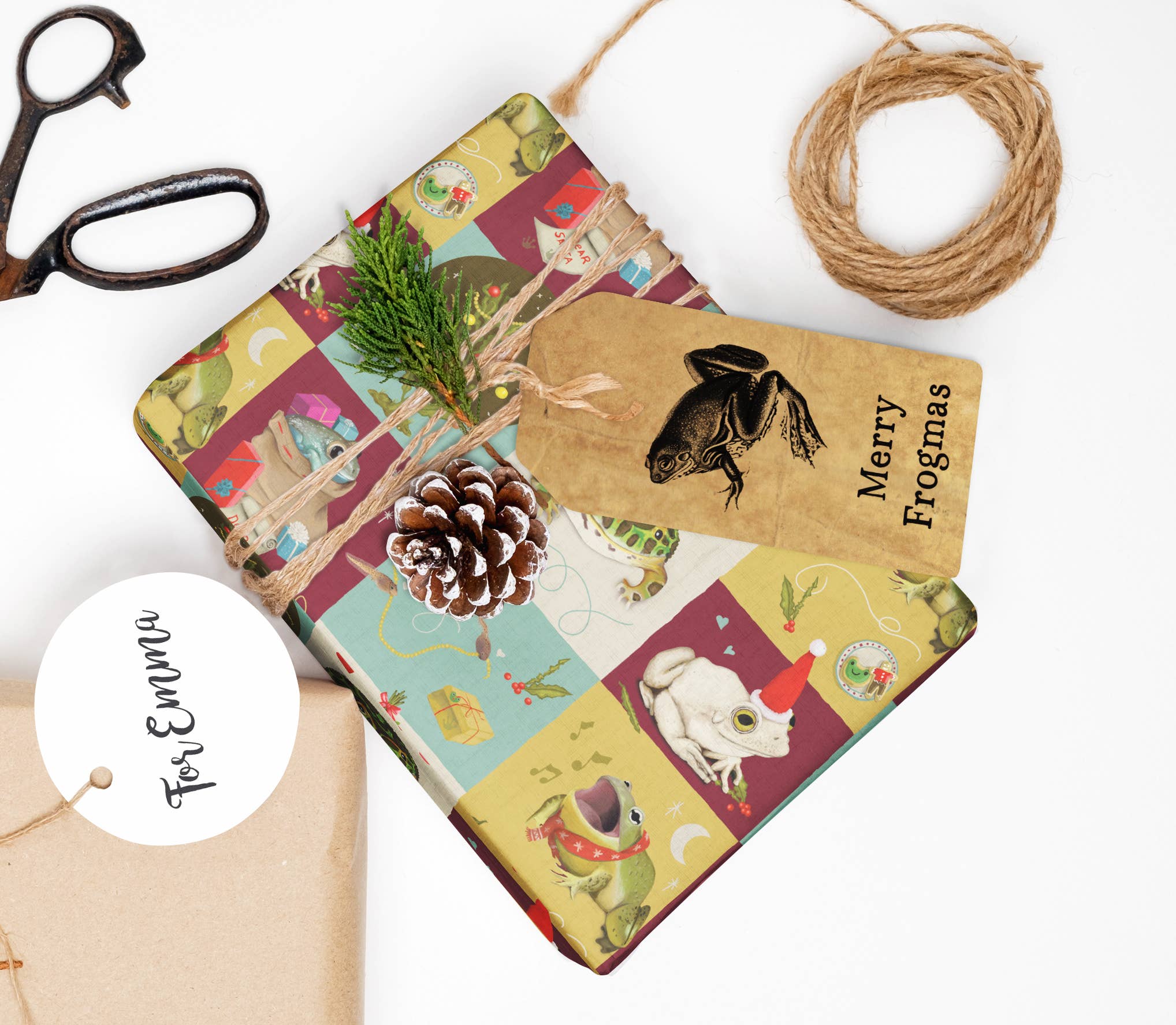 BoyPilot Goods - Wholesale Wrapping Paper Roll - Christmas Frogs Wrapping Paper - Flat Pack Gift Wrap Sheets2