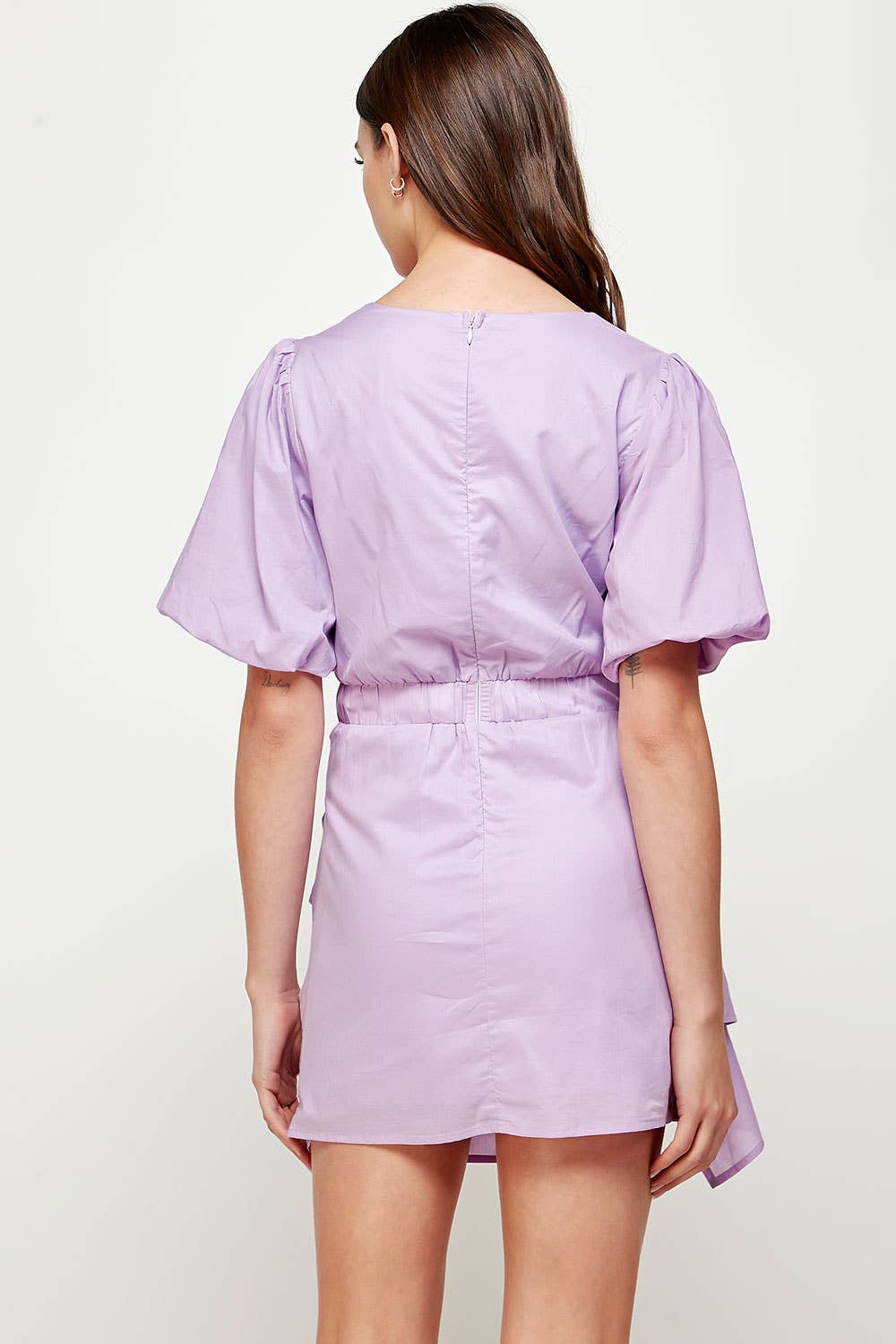 Strut & Bolt - Wholesale Dress - Women's - Ruched Short Puff Sleeve Voile Mini Dress38