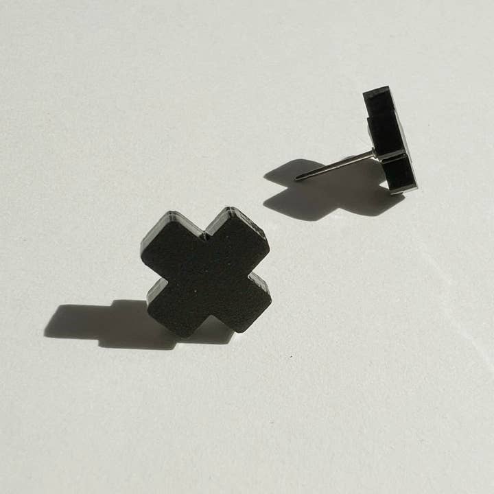 Mingled – wholesale Stud/post earrings – Black Cross Stud Earrings - Small Cross Earrings, Minimalist8