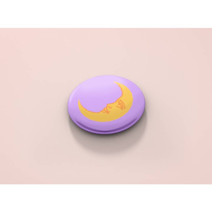 Moon - Purple Button Badge for wholesale by Betty Ratbag