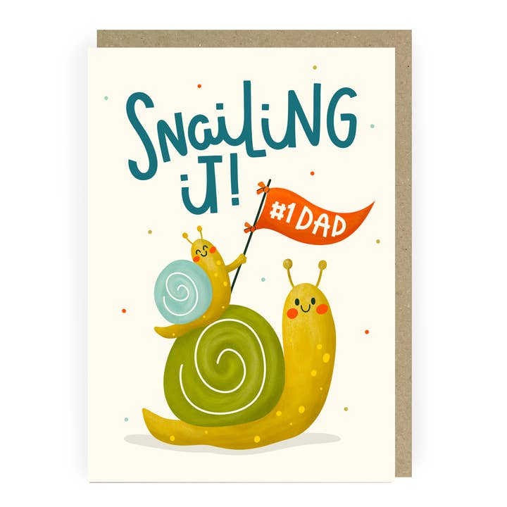 Snailing it Funny Father's Day Card for wholesale by Abbie Imagine