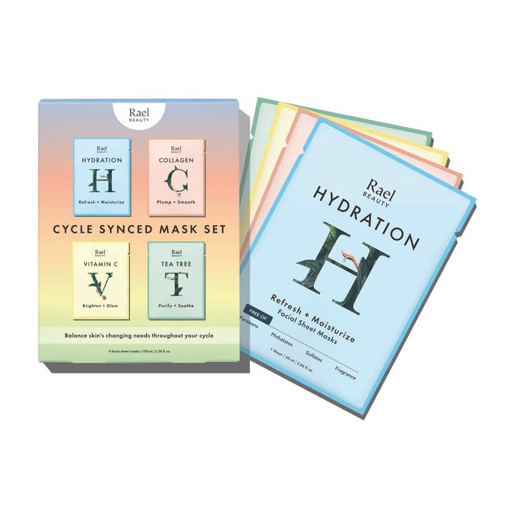 Rael Beauty Cycle Synced Facial Sheet Mask Set for wholesale by Rael