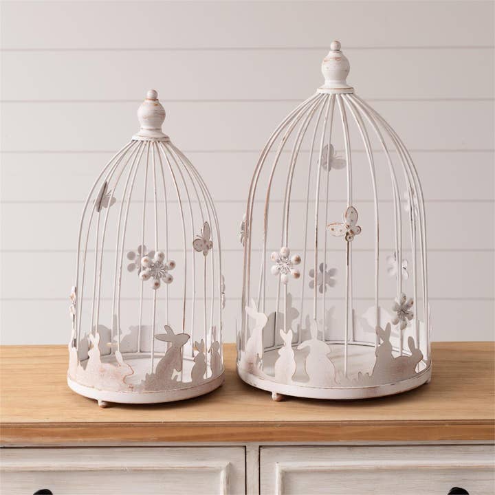 Audrey's Home & Gift - Venta al por mayor Artículo decorativo de mesa - Jaula para pájaros con silueta de conejo (juego de 20)