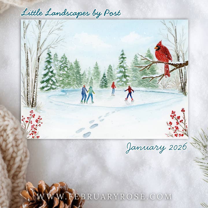 January Ice Skating 2026 Little Landscape for wholesale by February Rose LLC