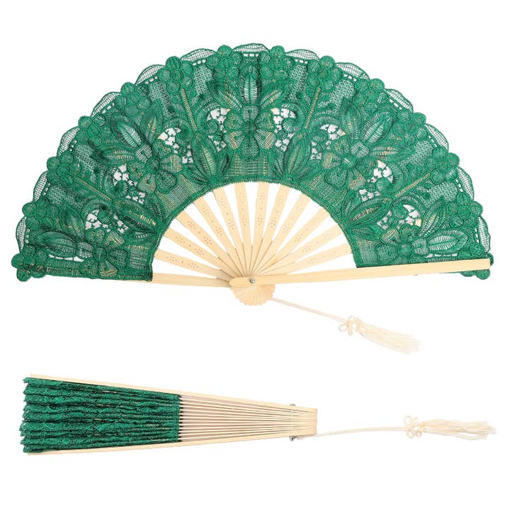 SP Sophia Collection - Wholesale Handheld Folding Fan - Spanish Victorian Floral Chantilly Lace Fan with Mini Tassel2