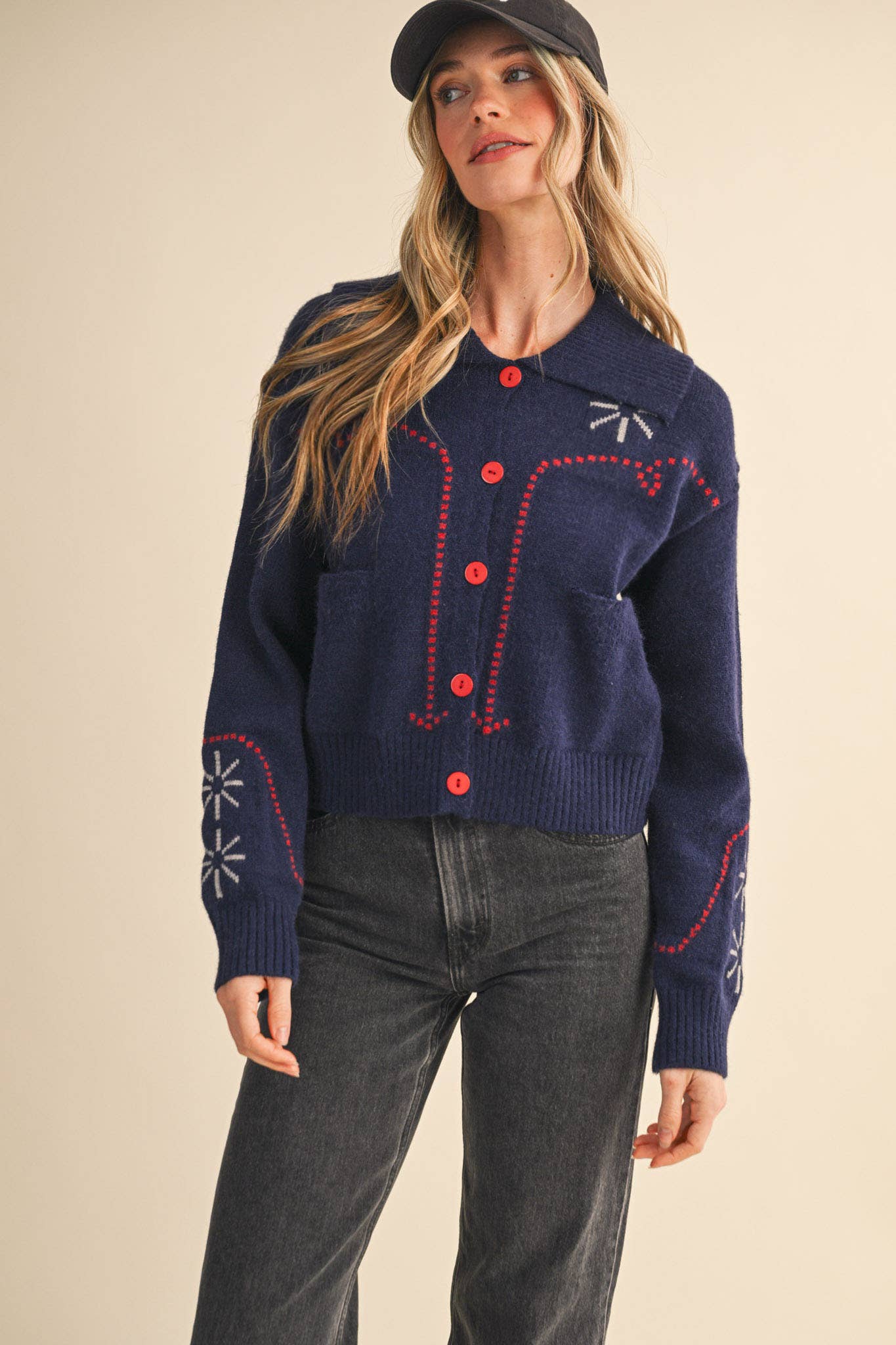 &MERCI - Wholesale Cardigan - Women's - WESTERN DESIGN SWEATER CARDIGAN MSW1121727