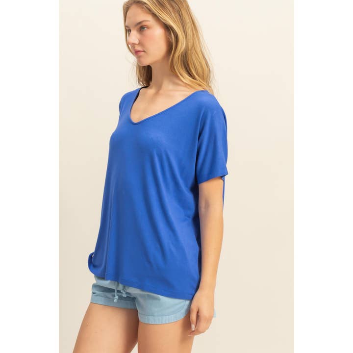 HYFVE - Wholesale Shirt - Women's - DZ25E290-V Neck Dolman Short Sleeve Top