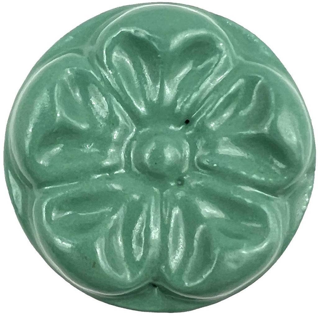 HomeRoots - Wholesale Knob/pull - Set of Six Green Embossed Floral Ceramic Drawer Pull Knobs4