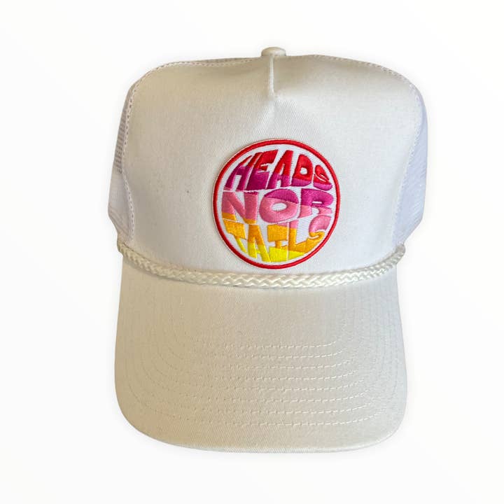 White Groovy Trucker Cap for wholesale by Heads Nor Tails
