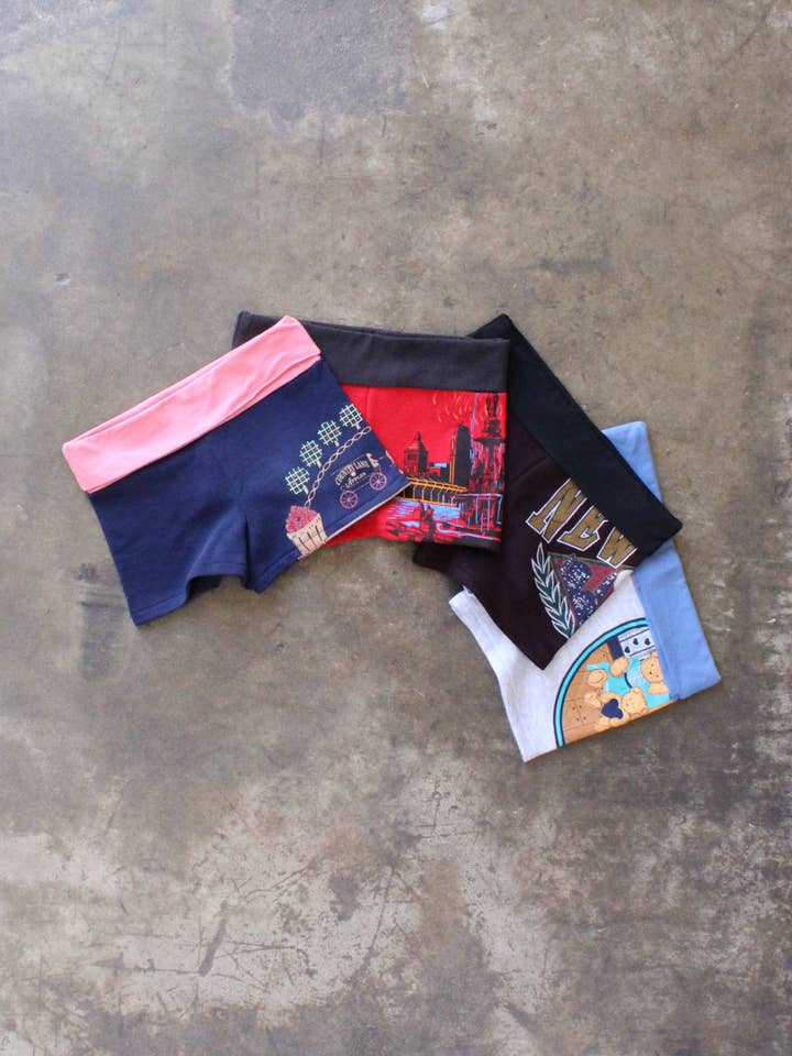 Fold Over Graphic Sweat Short Bundle for wholesale by American Recycled Clothing