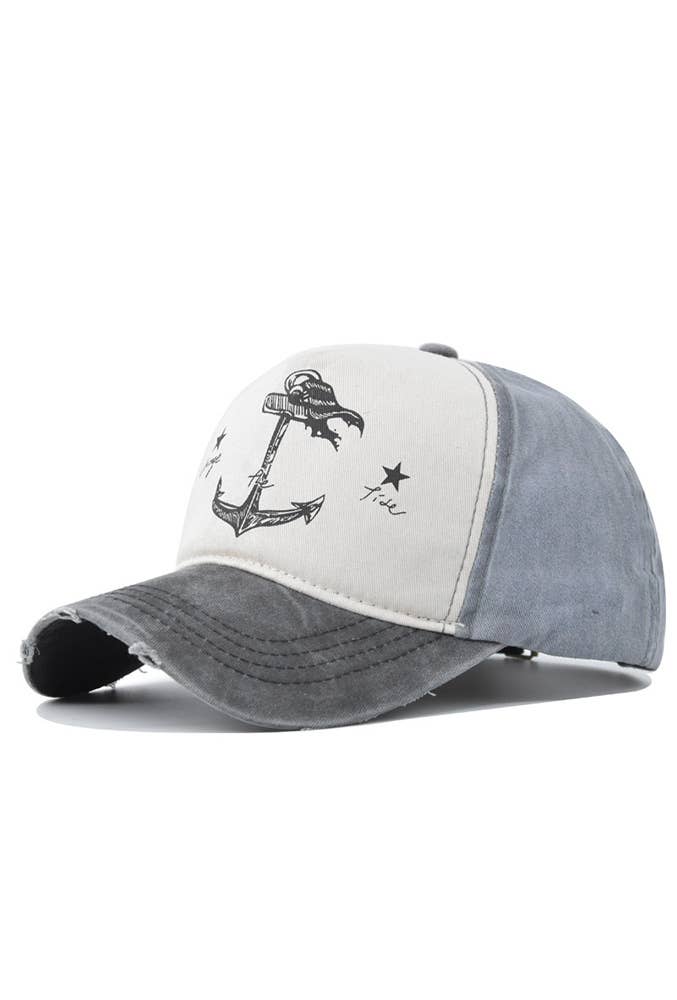 UNISHE - Wholesale Baseball Cap - Women's - Anchor Print Baseball Cap MOQ 3pcs DX0450
