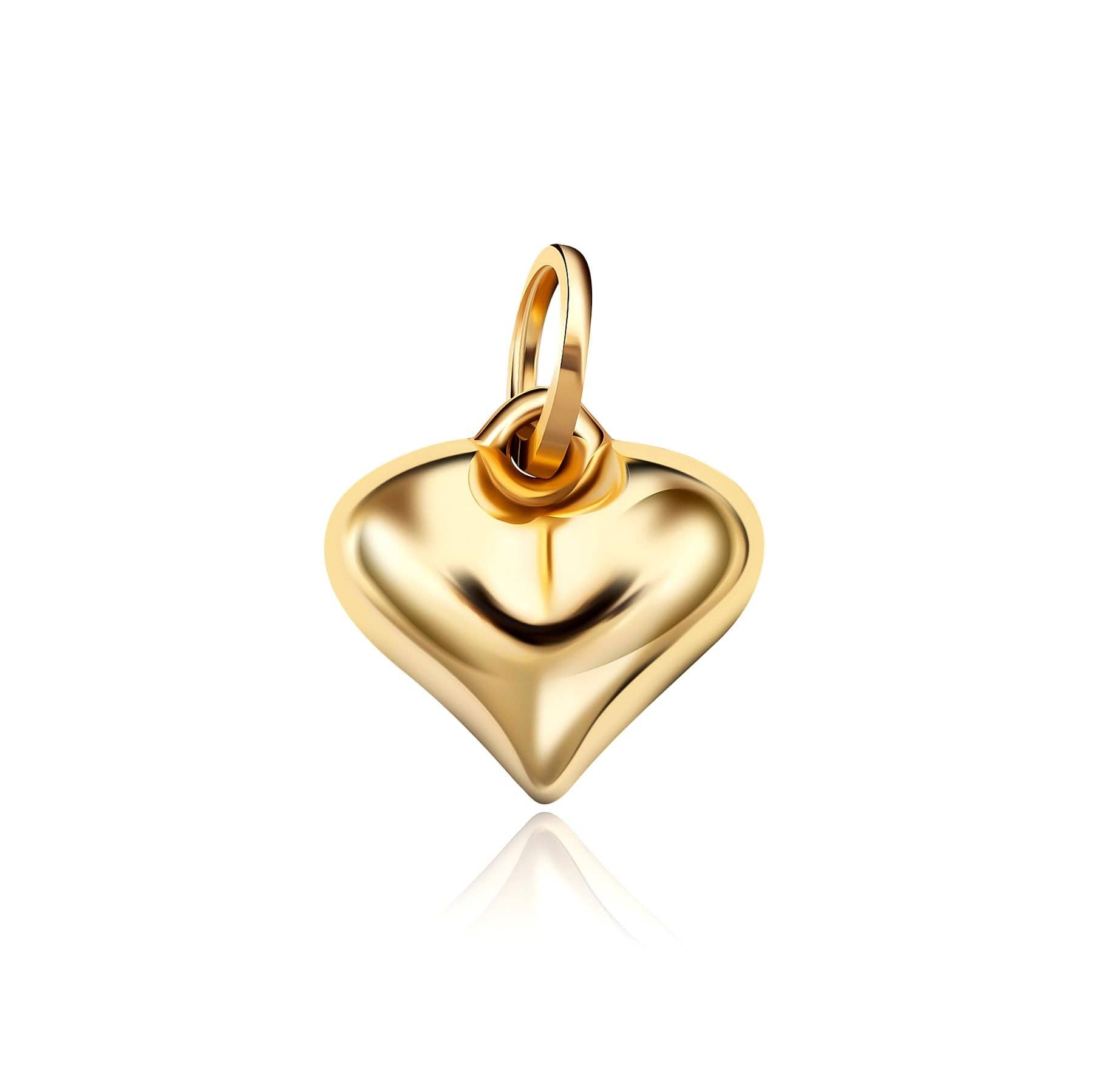 Pori Jewelry - Wholesale Individual Charm/Pendant - 14K Solid Yellow Gold Small Puff Heart Charm Pendant