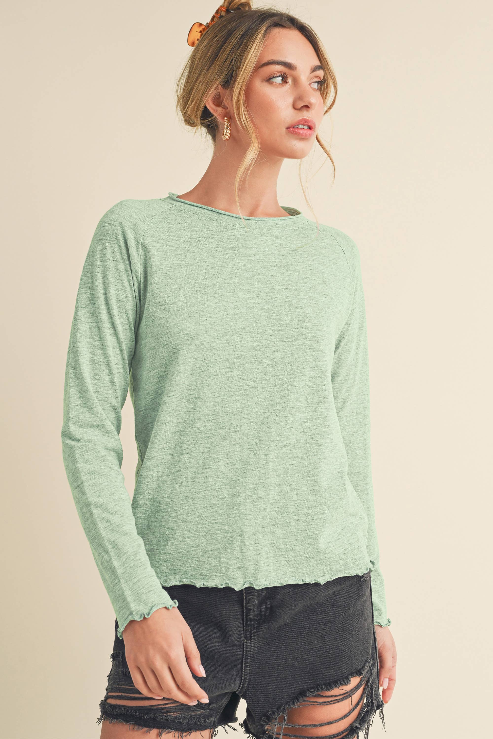 AEMI + CO - Wholesale T-Shirt - Women's - 8288DN Gwen Baby Long Sleeve Top35
