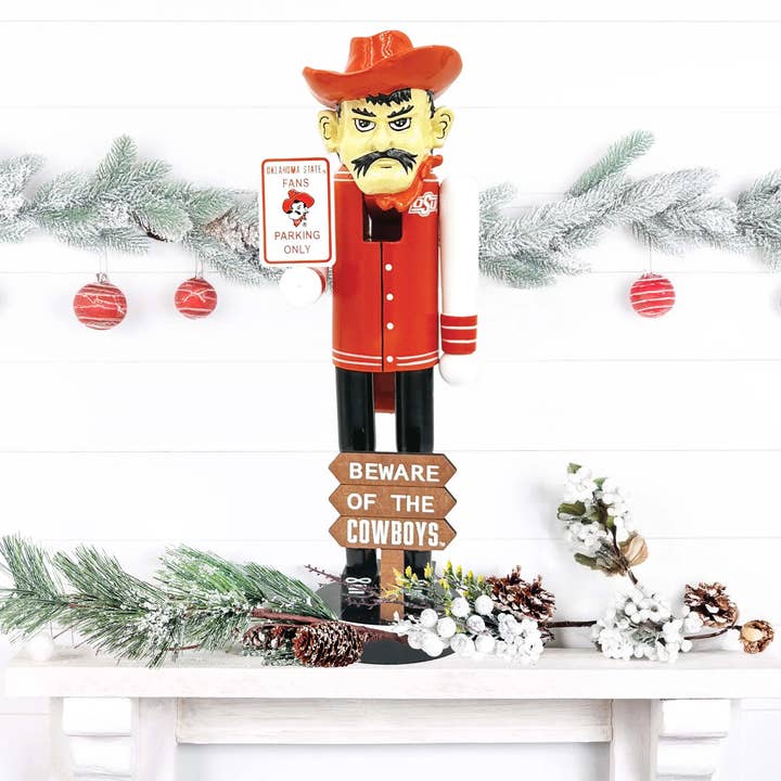 Santa’s Workshop Inc. - Wholesale Holiday Nutcracker - 12" Oklahoma State Beware of the Cowboys Nutcracker