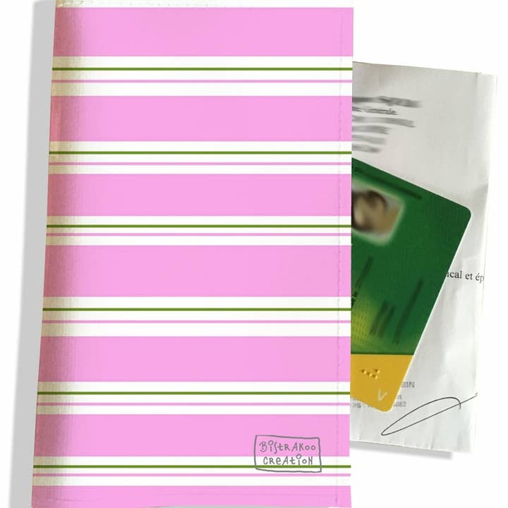 Receptholder store lyserøde små linjer khaki for engroshandel hos BISTRAKOO