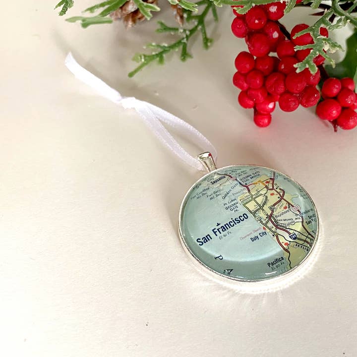 Tanner Glass - Wholesale Ornament - Ornament: San Francisco Vintage Map - IN STOCK pricing2